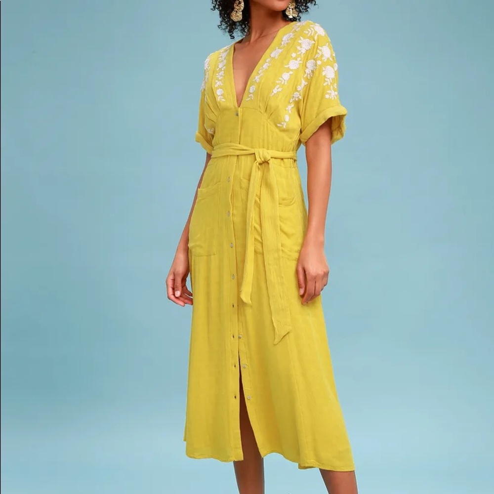 FREE PEOPLE Love To Love You Button-Up Midi Dress